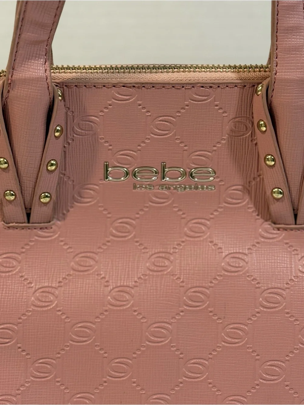 Bebe Dusty Rose Pink Faux Leather Dome Satchel Handbag